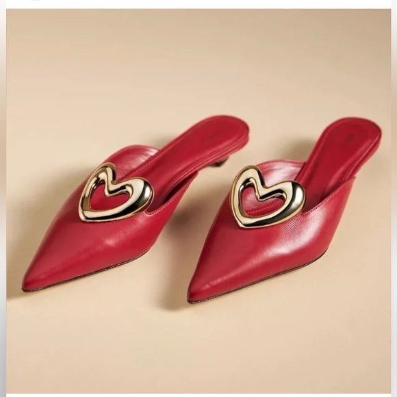 Anthropologie Shoes - NWT Anthropologie Maeve Heart Mule Heels - Size 7